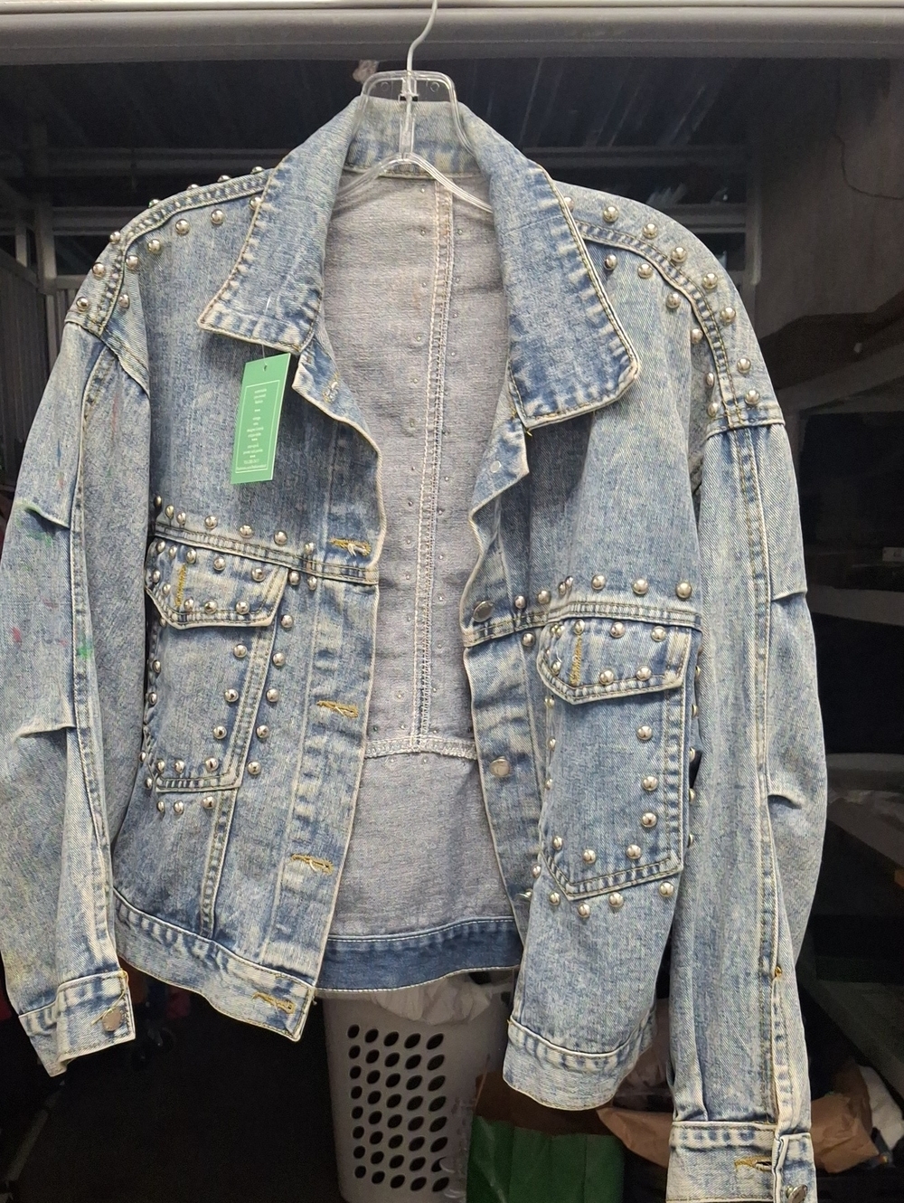 Studded Light Wash Denim Jacket